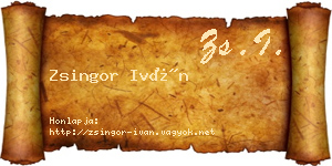 Zsingor Iván névjegykártya